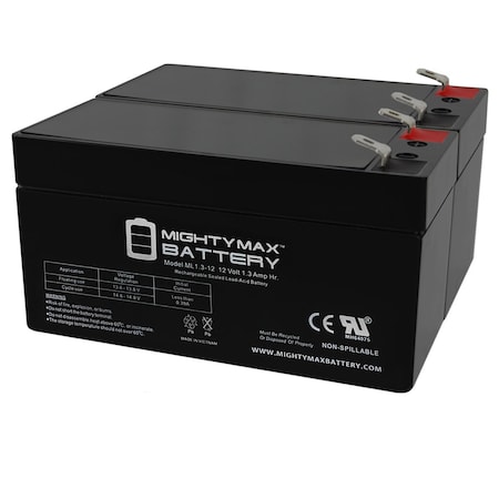12V 1.3Ah Replacement Battery for IBT Technologies BT1.3-12 - 2PK -  MIGHTY MAX BATTERY, MAX3961068